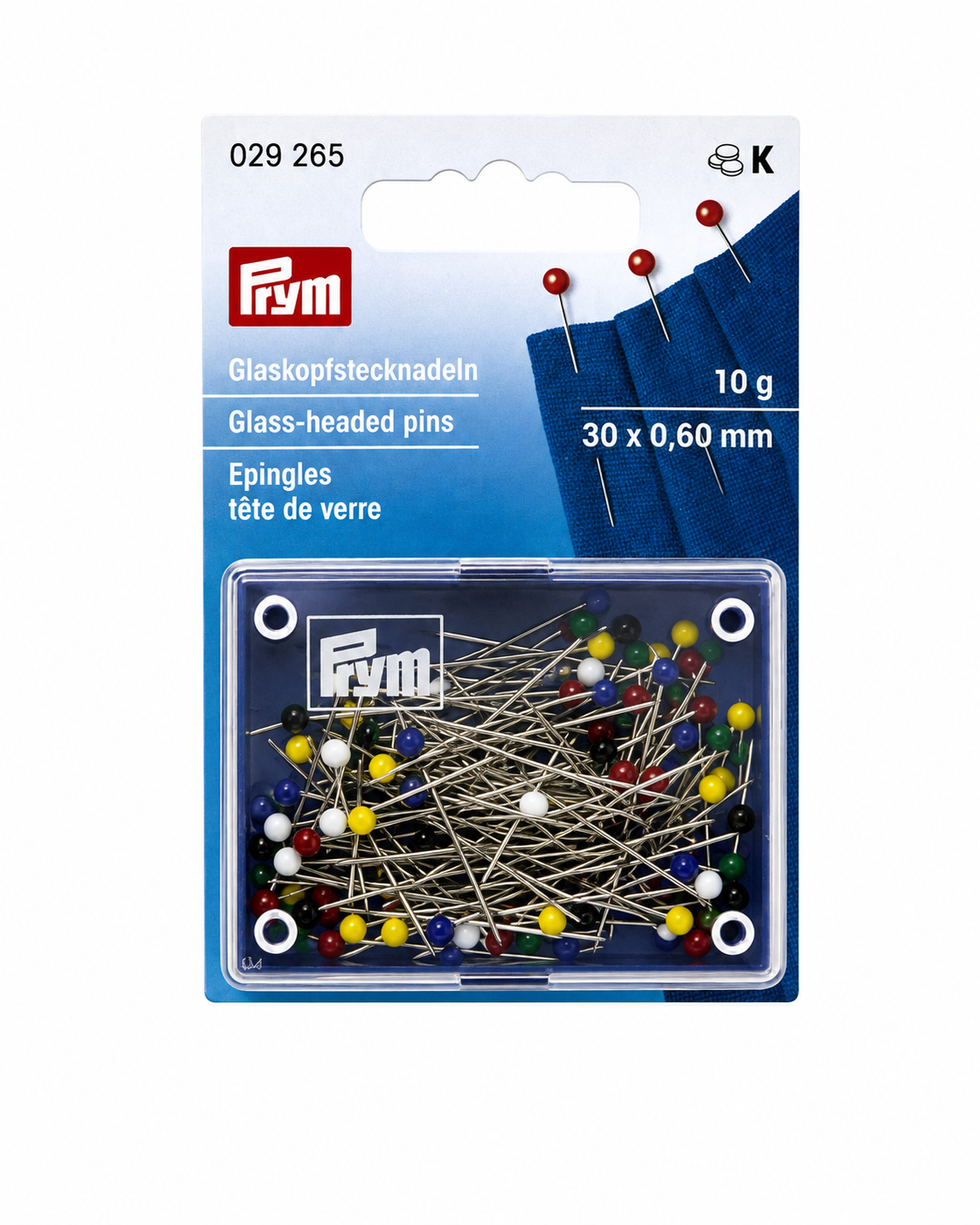 Épingles à tête de verre Prym – 30 x 0,60 mm